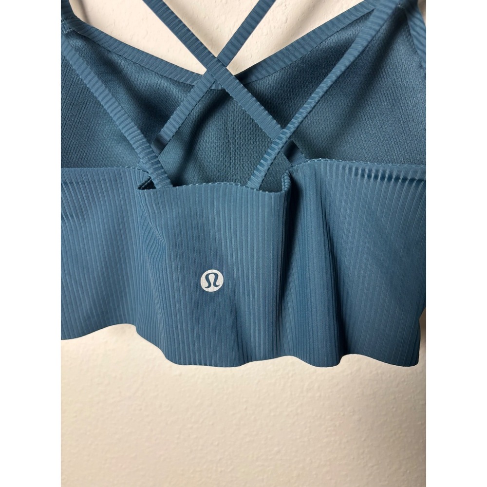 Lululemon Like a Cloud Ribbed Longline Bra Light Support B/C Cup Teal Size 4 - Picture 3 of 3
